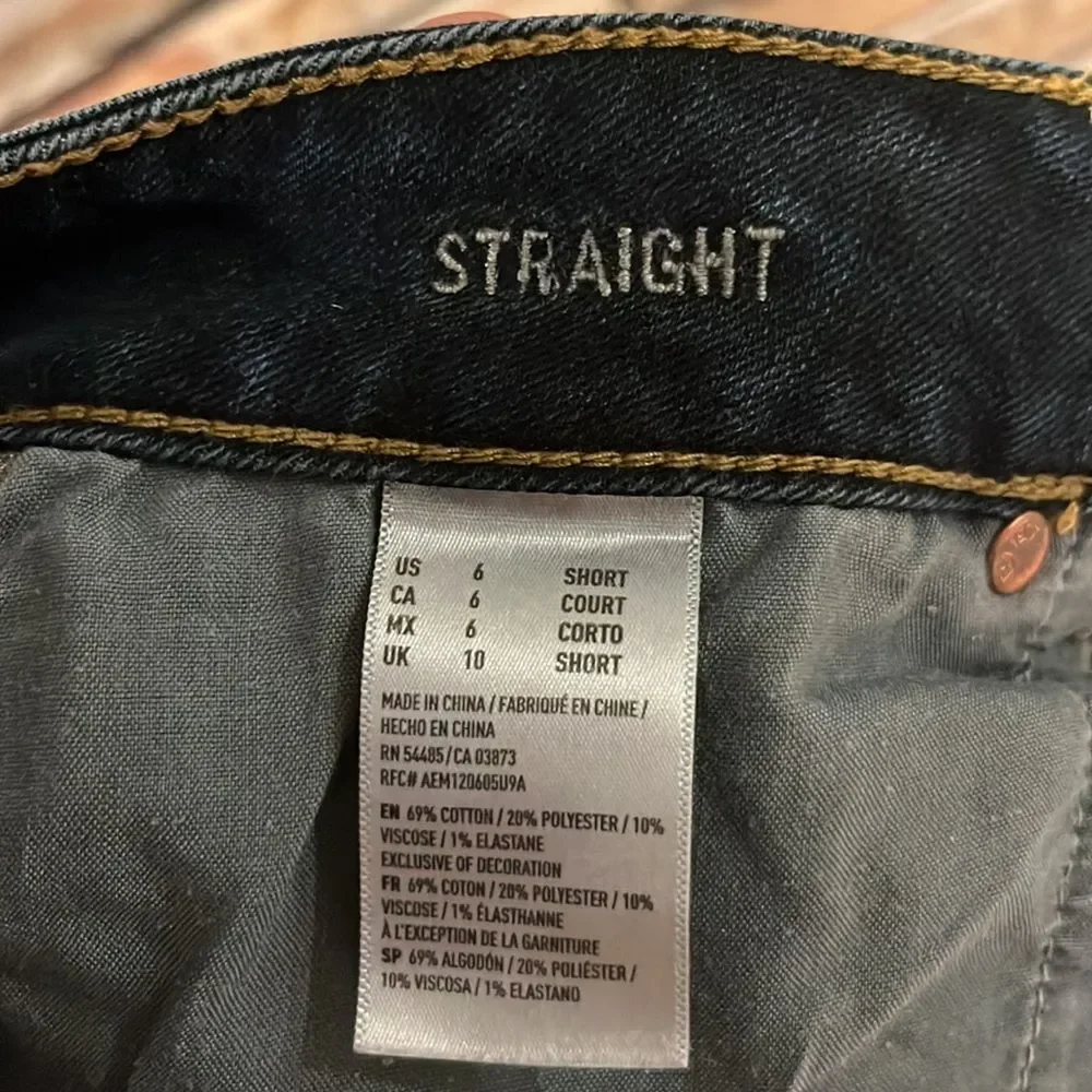 American Eagle Dark Wash Straight Leg Stretch Denim Jeans